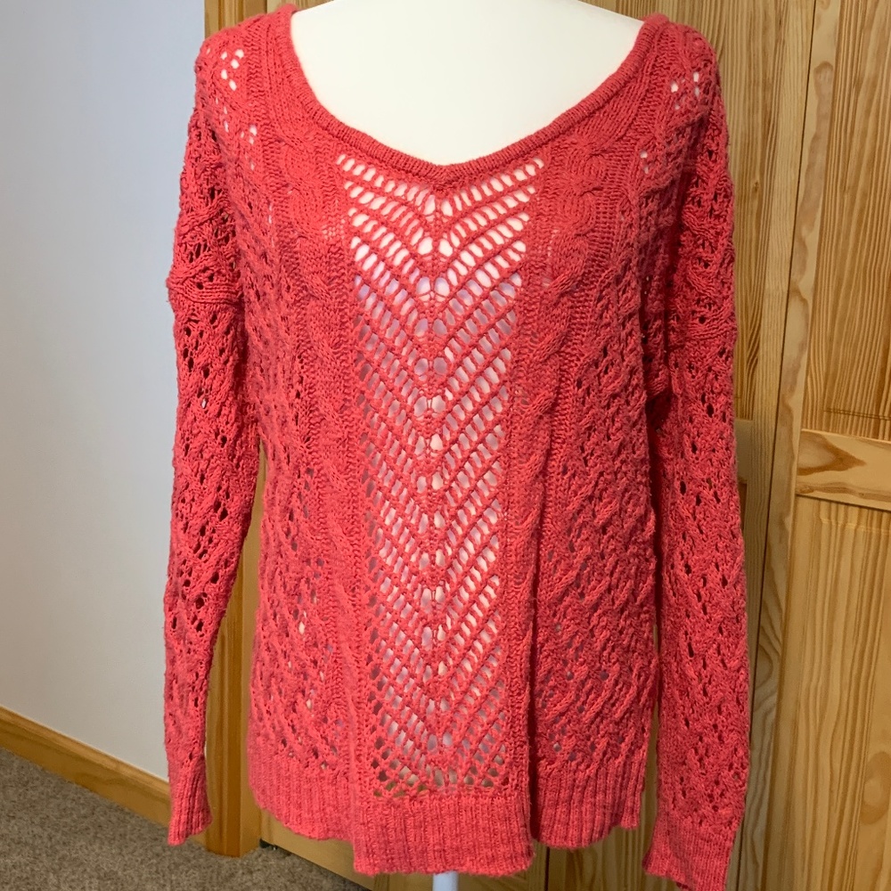 American Eagle Open Weave V-Neck Sweater
